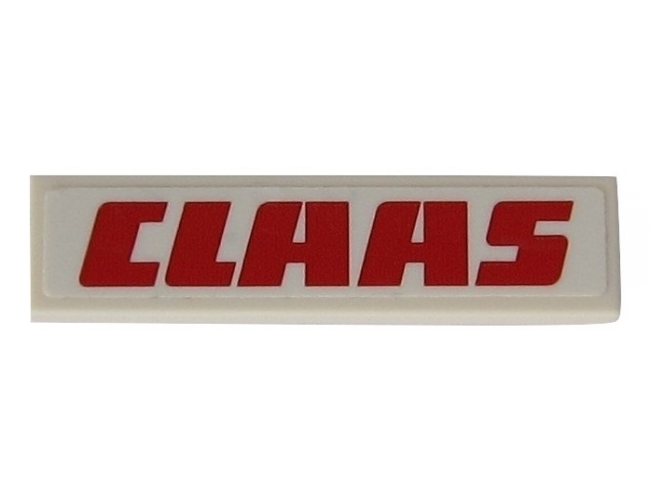 Tile 1 x 4 with Red 'CLAAS' on White Background Pattern (Sticker) - Set 42054