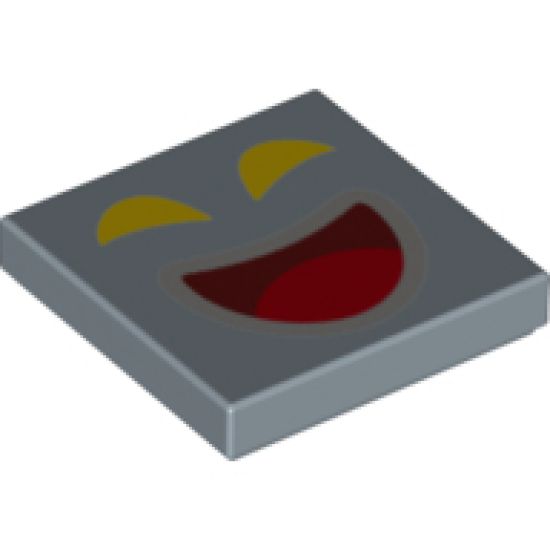 Tile 2 x 2 with Yellow Eyes, Dark Red and Light Bluish Gray Mouth with Red Tongue Pattern (Super Mario Amp Face)