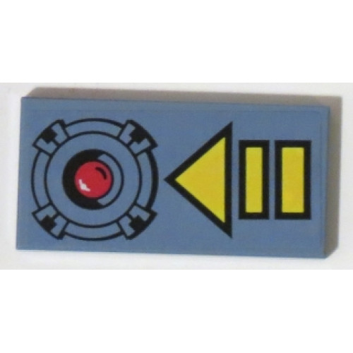Tile 2 x 4 with Red Panic Button and Yellow Arrow (Triangle and Rectangles) Pattern (Sticker) - Set 70596