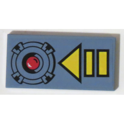 Tile 2 x 4 with Red Panic Button and Yellow Arrow (Triangle and Rectangles) Pattern (Sticker) - Set 70596