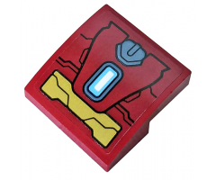 Slope, Curved 2 x 2 with Dark Red and Gold Armor Plates and Rectangular Arc Reactor Pattern (Sticker) - Set 76104