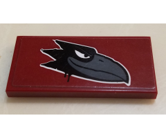 Tile 2 x 4 with Black Raven on Dark Red Background Pattern Model Right Side (Sticker) - Set 60209