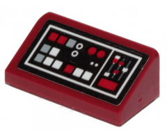 Slope 30 1 x 2 x 2/3 with Dark Red, Light Bluish Gray and White Buttons Pattern (Sticker) - Set 75216