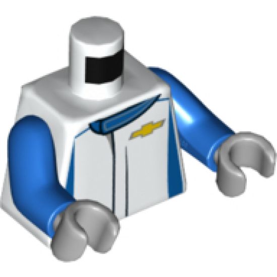 Torso Speed Champions Jumpsuit with Blue Markings and Chevrolet Logo Pattern / Blue Arms / Light Bluish Gray Hands