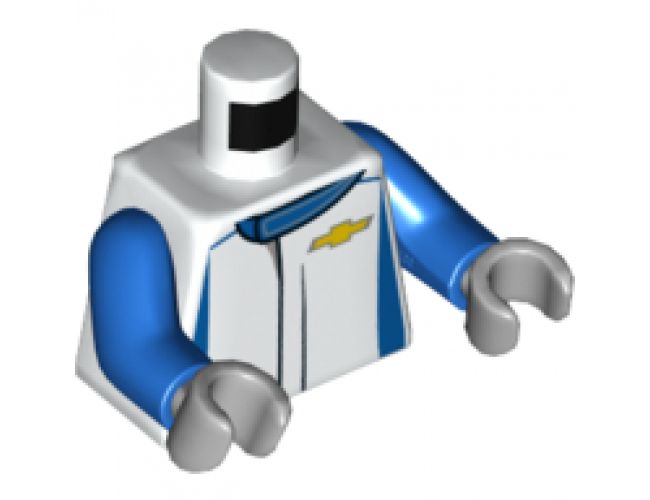 Torso Speed Champions Jumpsuit with Blue Markings and Chevrolet Logo Pattern / Blue Arms / Light Bluish Gray Hands