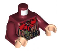 Torso LotR Robe with Large Red Bow, Gold Trim, and Ornate Gold Belt Buckle Pattern / Dark Red Arms / Light Nougat Hands