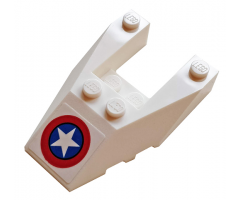 Wedge 6 x 4 Cutout with Stud Notches with Captain America Logo on White Background Pattern (Sticker) - Set 76076