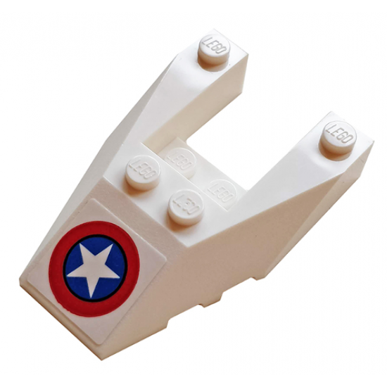 Wedge 6 x 4 Cutout with Stud Notches with Captain America Logo on White Background Pattern (Sticker) - Set 76076