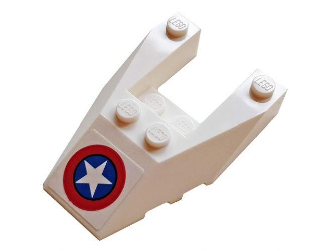 Wedge 6 x 4 Cutout with Stud Notches with Captain America Logo on White Background Pattern (Sticker) - Set 76076
