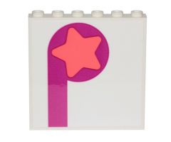 Panel 1 x 6 x 5 with Coral Star on Magenta Circle and Stripe Pattern (Sticker) - Set 70828