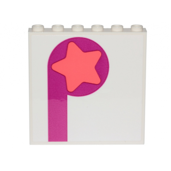 Panel 1 x 6 x 5 with Coral Star on Magenta Circle and Stripe Pattern (Sticker) - Set 70828