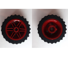 Wheel & Tire Assembly 30mm D. x 14mm with Black Tire 43.2 x 14 Offset Tread (56904 / 56898)