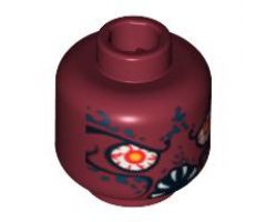Minifigure, Head Alien with Bloodshot Eyes and White Fangs Pattern - Blocked Open Stud