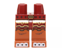 Hips and Dark Orange Legs with Dark Red and Gold Armor, Gold Belt Buckle and White Claws Pattern