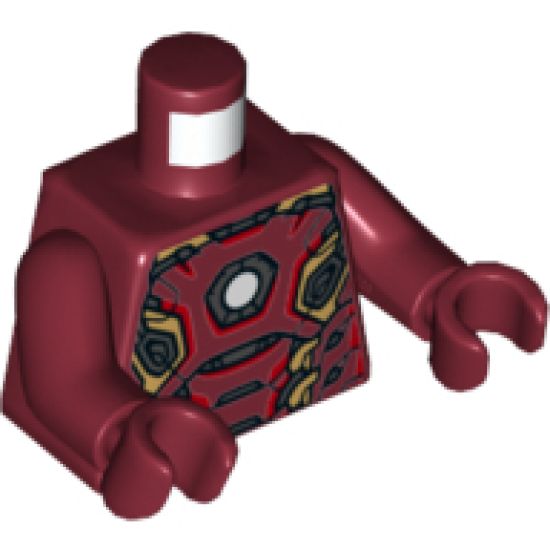 Torso Armor with White Circle and Gold and Silver Plates Pattern / Dark Red Arms / Dark Red Hands
