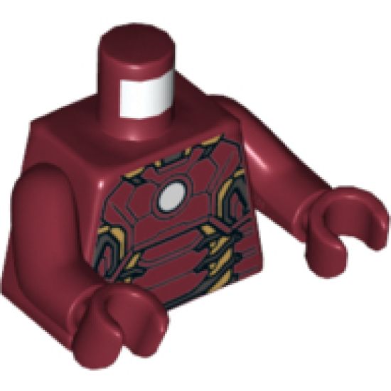 Torso Armor with White Circle and Gold Plates (Mark 43) Pattern / Dark Red Arms / Dark Red Hands