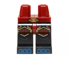 Hips and Black Legs with Gold Belt Buckle, Dark Red and Gold Knee Pads, Dark Blue Toes with Claws Pattern