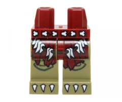 Hips and Olive Green Legs with Dark Red Loincloth, Bone Belt, Cord with Teeth and White Claws Pattern