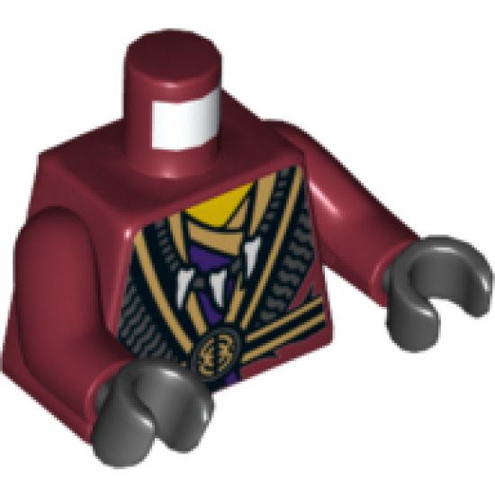Torso Robes with Black and Gold Belt and Trim, Tooth Necklace and Snake Head on Reverse Pattern / Dark Red Arms / Black Hands