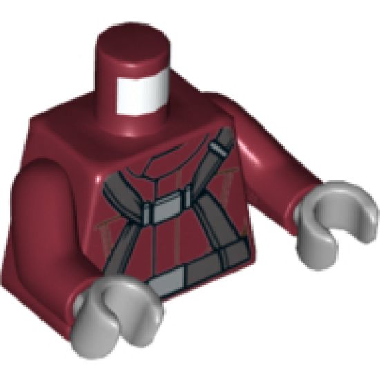 Torso SW T-16 Skyhopper Pilot Flight Suit with Dark Bluish Gray Harness Pattern / Dark Red Arms / Light Bluish Gray Hands
