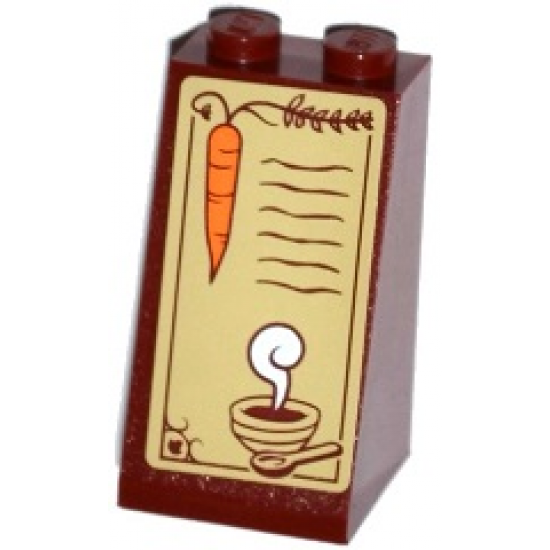 Slope 75 2 x 2 x 3 - Solid Studs with Carrot, Steaming Bowl and Spoon Pattern (Sticker) - Set 41075