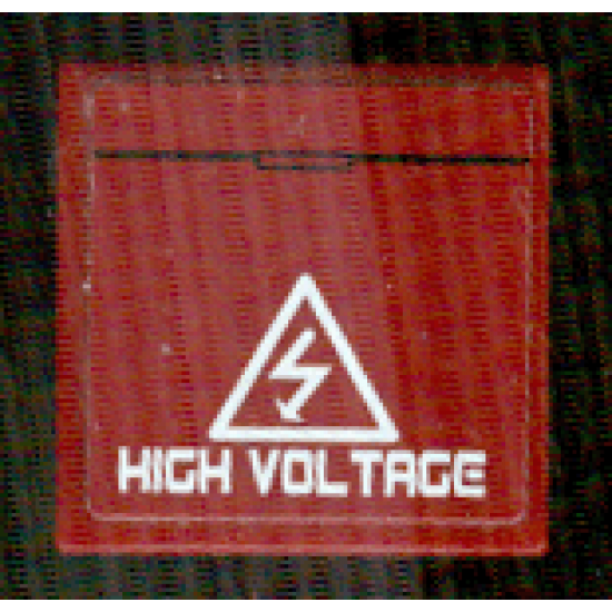 Tile 2 x 2 with White Electrical Hazard Symbol and 'HIGH VOLTAGE' Pattern (Sticker) - Set 8102