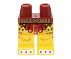 Hips and Yellow Legs with Dark Red and Gold Loincloth, Gold Belt, Leopard Spots and White Toes with Claws Pattern
