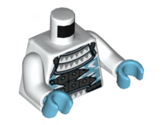 Torso Armor with Silver Triangles, Pearl Dark Gray Plates and Medium Azure Icicles Pattern / White Arms / Medium Azure Hands