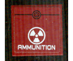Tile 2 x 2 with White Radiation Warning and 'AMMUNITION' Pattern (Sticker) - Set 8102