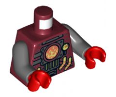 Torso Agents Robot with Furnace with Gauge and Piping Pattern / Dark Bluish Gray Arms / Red Hands
