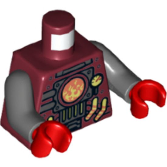 Torso Agents Robot with Furnace with Gauge and Piping Pattern / Dark Bluish Gray Arms / Red Hands