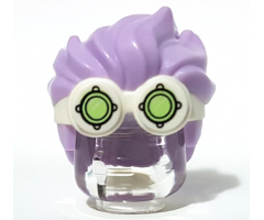 Minifigure, Hair Combo, Goggles with Lime Lenses Pattern and Lavender Spiked Top Hair