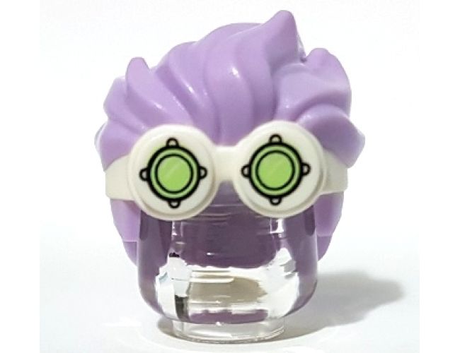 Minifigure, Hair Combo, Goggles with Lime Lenses Pattern and Lavender Spiked Top Hair