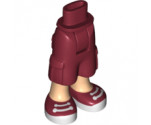 Mini Doll, Legs with Hips and Trousers Cropped Large Pockets, Light Nougat Legs and Dark Red Sneakers Pattern