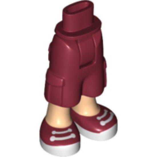 Mini Doll, Legs with Hips and Trousers Cropped Large Pockets, Light Nougat Legs and Dark Red Sneakers Pattern
