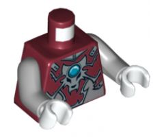 Torso Armor Vest with Silver Wolf Head and Dark Azure Round Jewel (Chi) Pattern / Light Bluish Gray Arms / White Hands