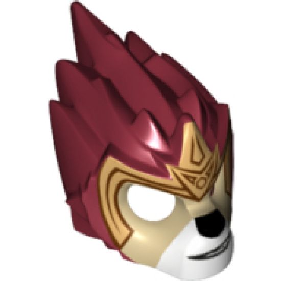 Minifigure, Headgear Mask Lion with Tan Face and Gold Crown Pattern