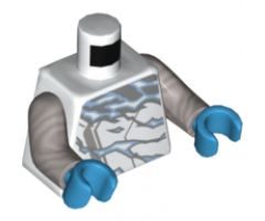 Torso Ninjago Robe with Light Bluish Gray Hem, Silver and Bright Light Blue Electricity Pattern / Flat Silver Arms / Dark Azure Hands