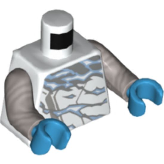 Torso Ninjago Robe with Light Bluish Gray Hem, Silver and Bright Light Blue Electricity Pattern / Flat Silver Arms / Dark Azure Hands
