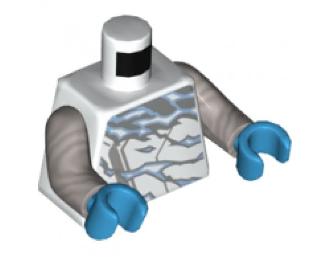 Torso Ninjago Robe with Light Bluish Gray Hem, Silver and Bright Light Blue Electricity Pattern / Flat Silver Arms / Dark Azure Hands
