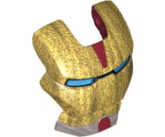 Minifigure, Headgear Accessory Visor Top Hinge with Gold Face Shield, Blue Eyes and Silver Chin Pattern