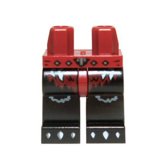 Hips and Black Legs with Dark Red Loincloth, White Spikes and White Claws Pattern