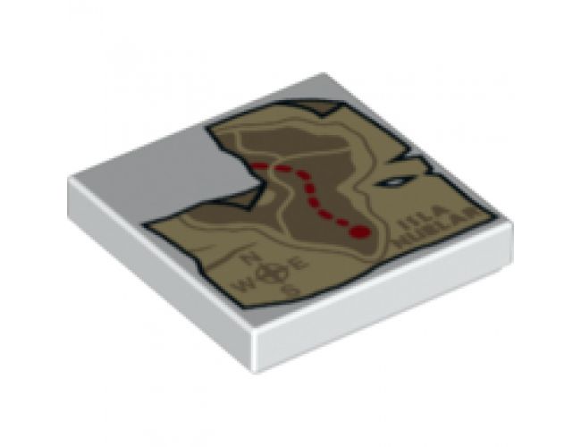 Tile 2 x 2 with Isla Nublar Map Pattern