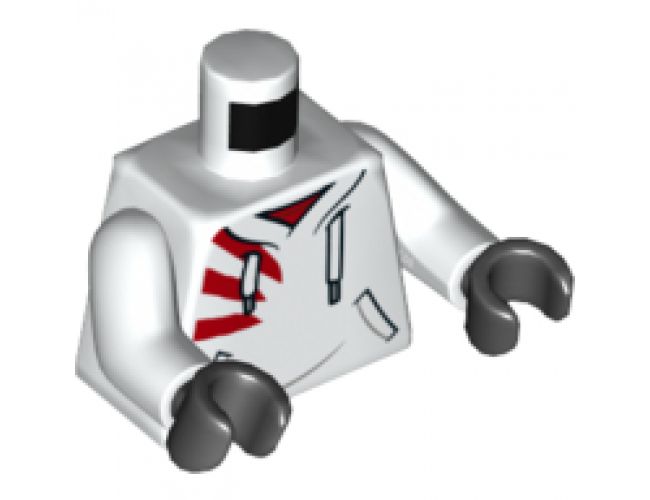 Torso Hoodie with White Laces, Red Stripes and Pockets Pattern / White Arms / Black Hands