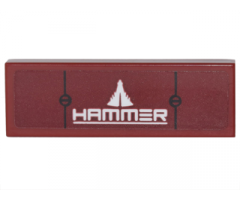 Tile 1 x 3 with White 'HAMMER', Black Lines and 2 Screws Pattern (Sticker) - Set 76077