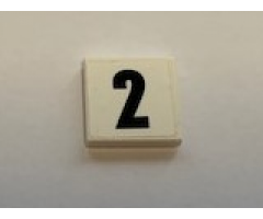 Tile 2 x 2 with Black Number 2 on White Background Pattern (Sticker) - Set 60110