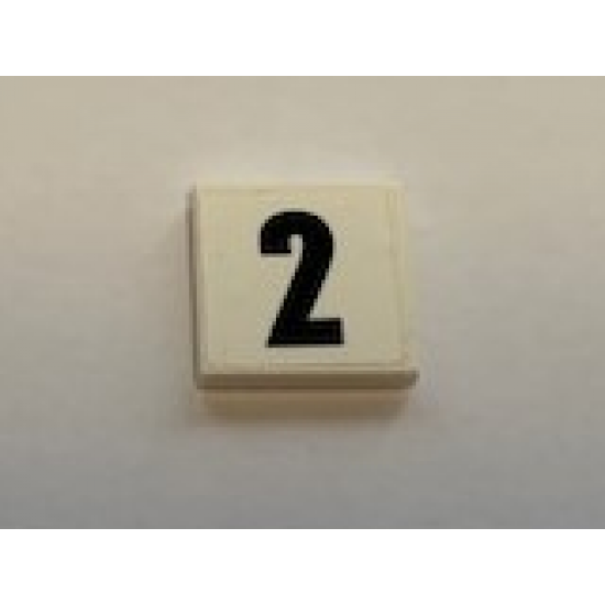Tile 2 x 2 with Black Number 2 on White Background Pattern (Sticker) - Set 60110