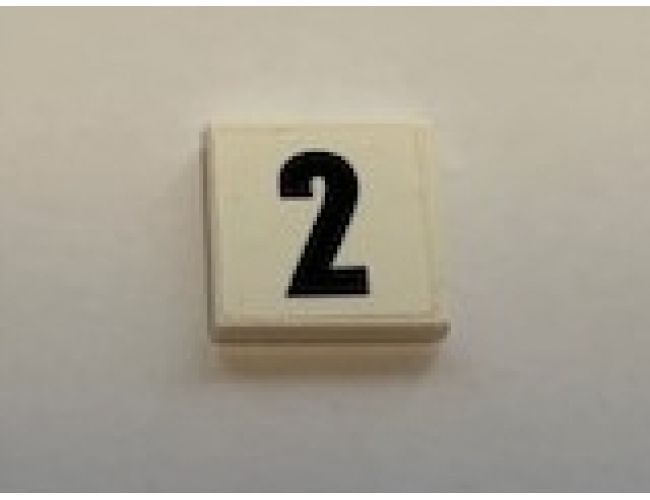 Tile 2 x 2 with Black Number 2 on White Background Pattern (Sticker) - Set 60110