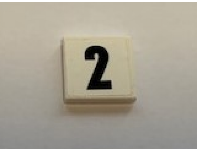 Tile 2 x 2 with Black Number 2 on White Background Pattern (Sticker) - Set 60110