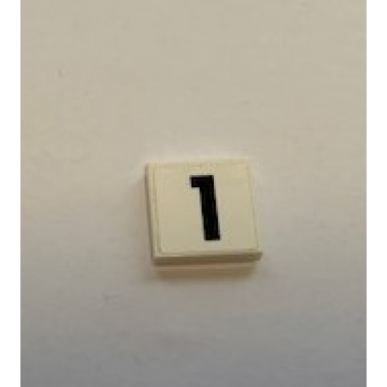 Tile 2 x 2 with Black Number 1 on White Background Pattern (Sticker) - Set 60110